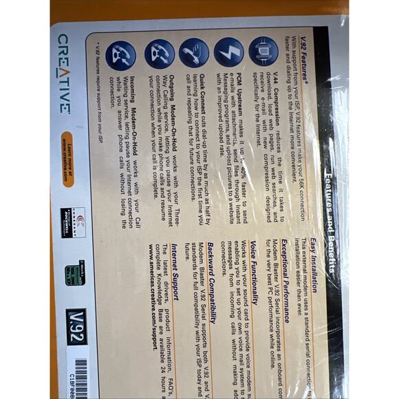 Creative Modem Blaster V.92 Serial External 56K Dial-Up Modem Retro PC NEW - Picture 7 of 10